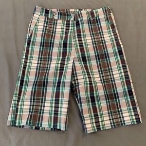 Raviya Shorts Womens 12 Plaid Bermuda Stretch Casual Flat Front Summer